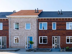 a row of newly build modern family homes in the Netherlands, dutch family houses