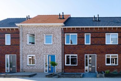 a row of newly build modern family homes in the Netherlands, dutch family houses